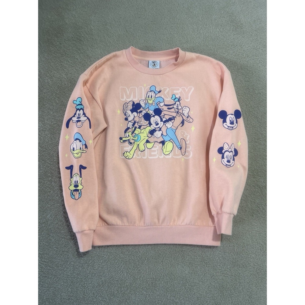 Disney Parks Women's Small Mickey &‎ Friends Light Orange Pink Pullover Sweater
